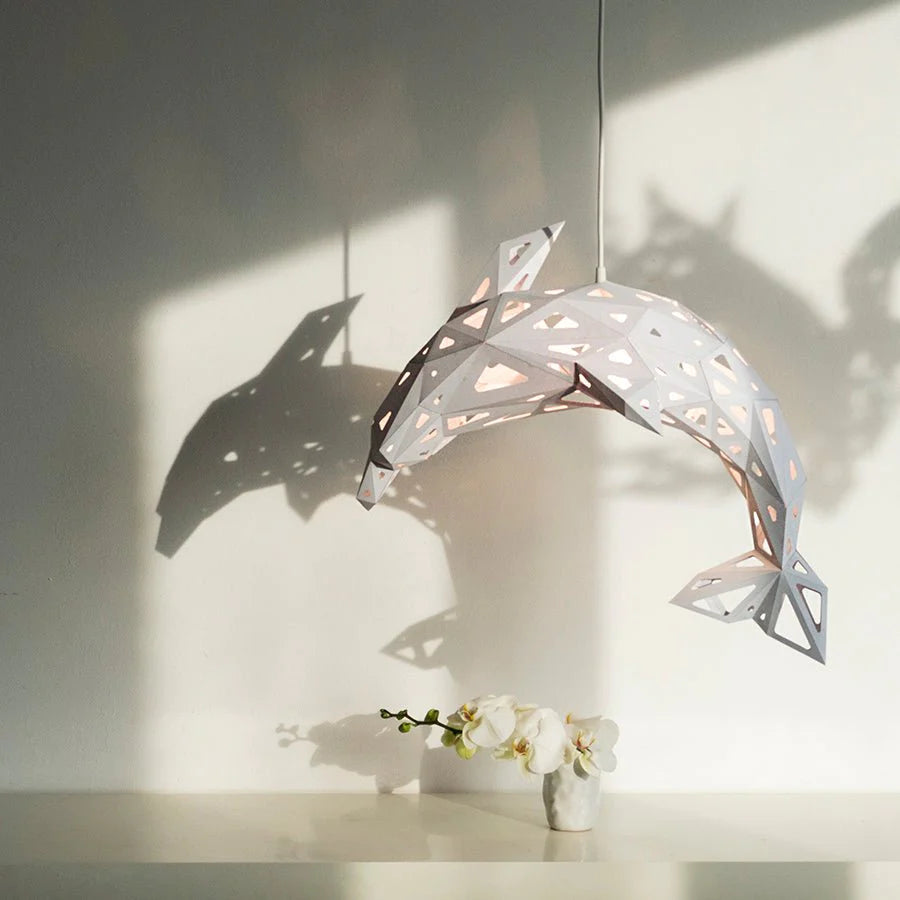 Vasili Lights Dolphin Lampshade -DIY 3D Lamp Hanging Blue 55x34x25cm