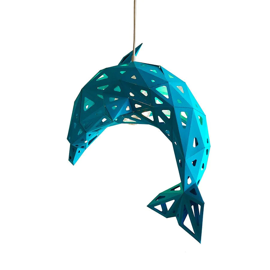 Vasili Lights Dolphin Lampshade -DIY 3D Lamp Hanging Blue 55x34x25cm