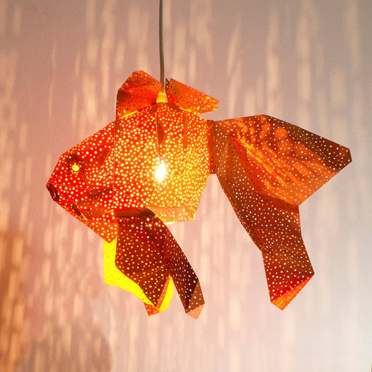 Vasili Lights Fish Lantern -DIY 3D Φωτιστικό Κρεμαστό πορτοκαλί 48x26x40cm