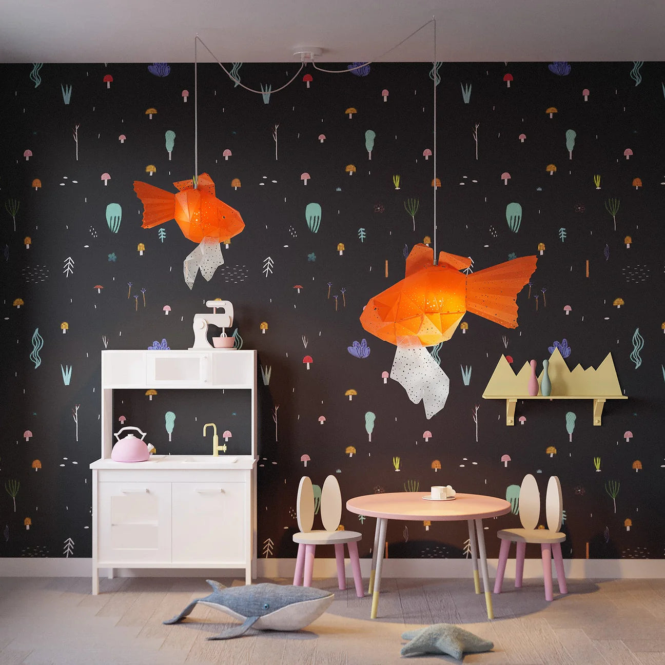 Vasili Lights Goldfish 3D Φωτιστικό Κρεμαστό 65x20x60cm πορτοκαλί