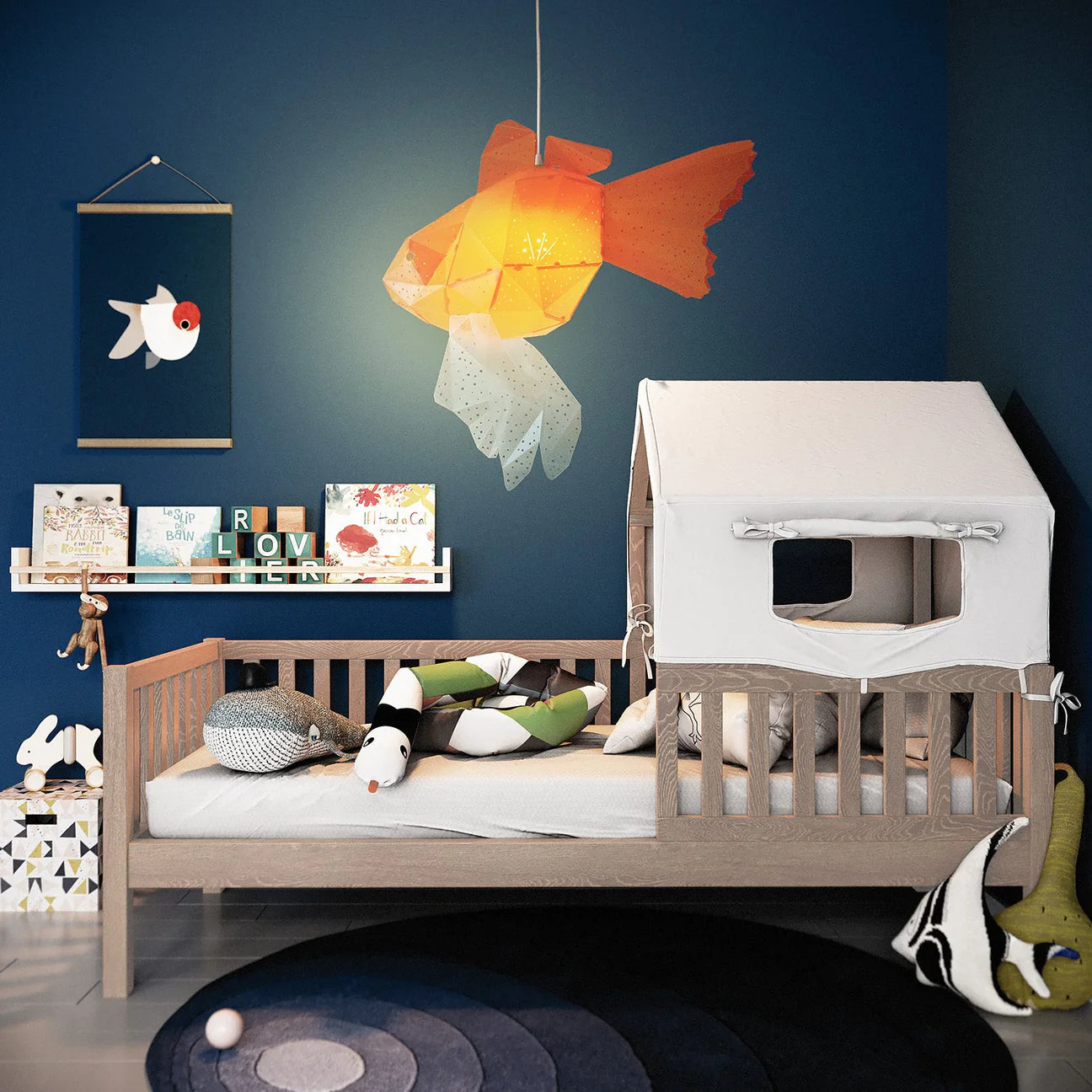 Vasili Lights Goldfish 3D Φωτιστικό Κρεμαστό 65x20x60cm πορτοκαλί