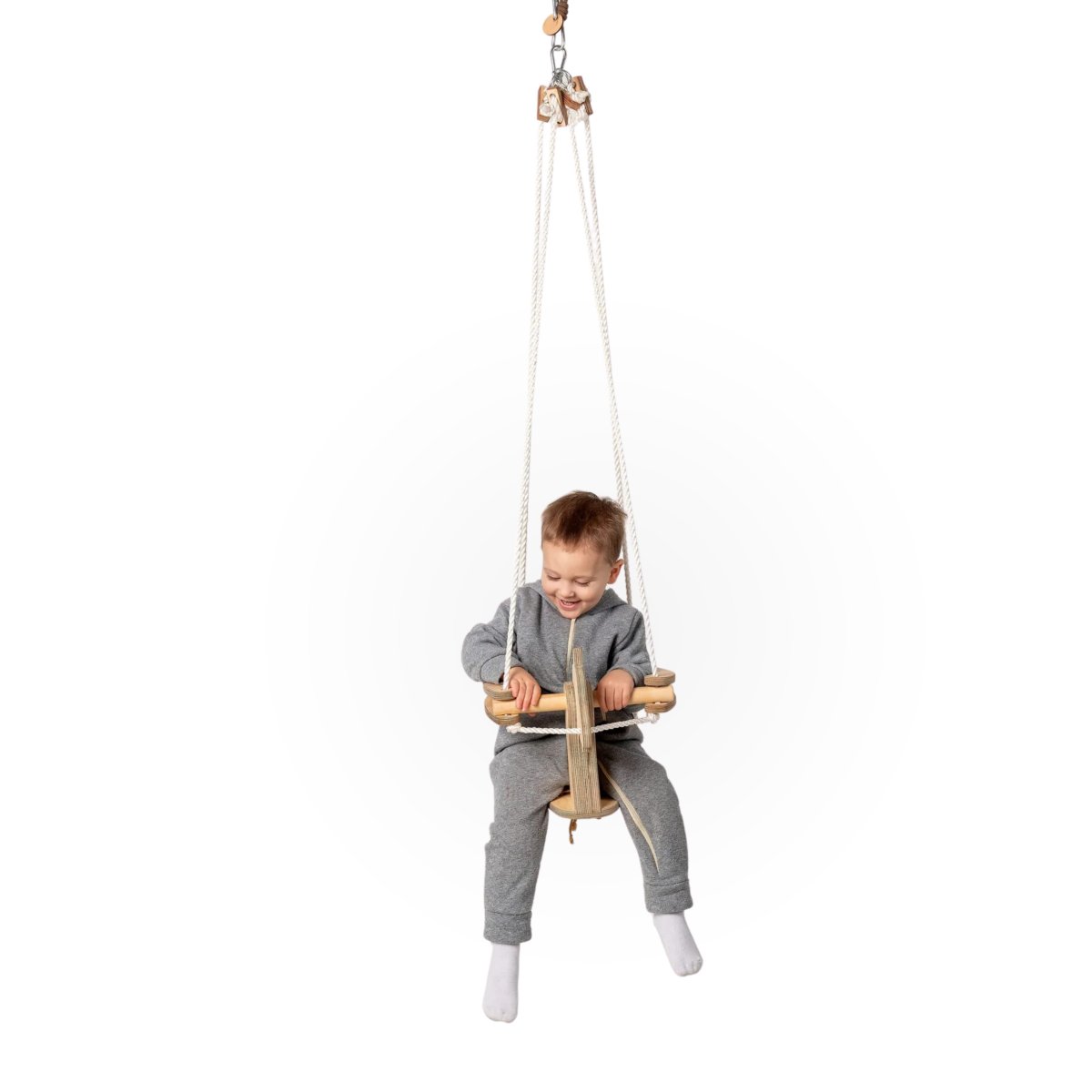 Wooden swing horse with rope