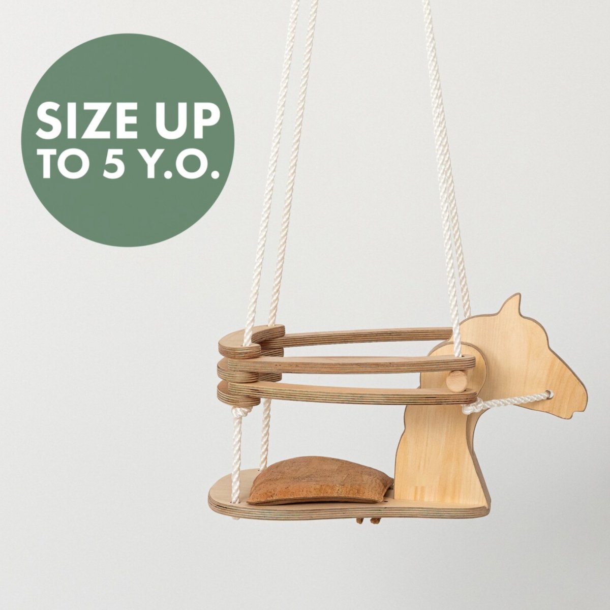 Wooden swing horse with rope