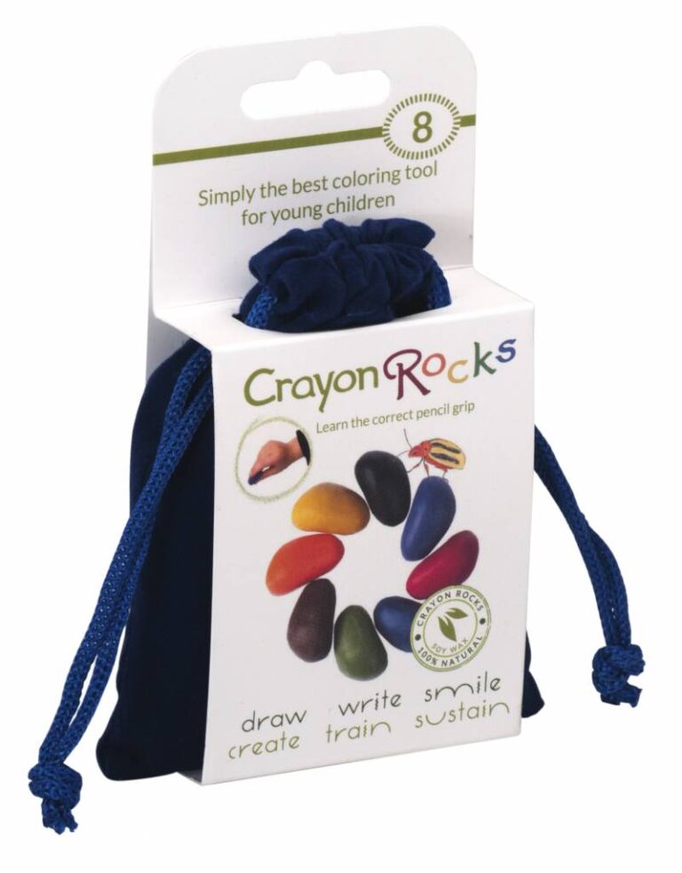 Crayon Rocks Soy Crayons, 8 colors in a Blue bag