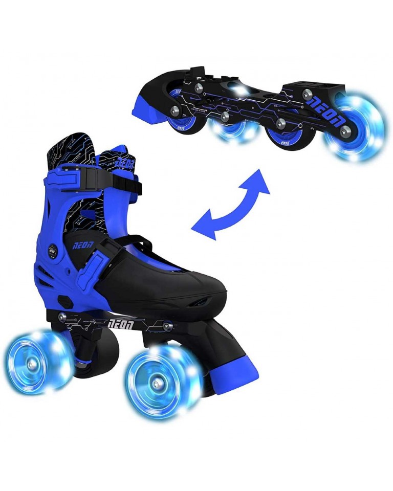 YVOLUTION Neon Combo 2 σε 1 Αυξομειούμενα Inline/Roller Skates - Mπλε (29-33)-53.NT09B4