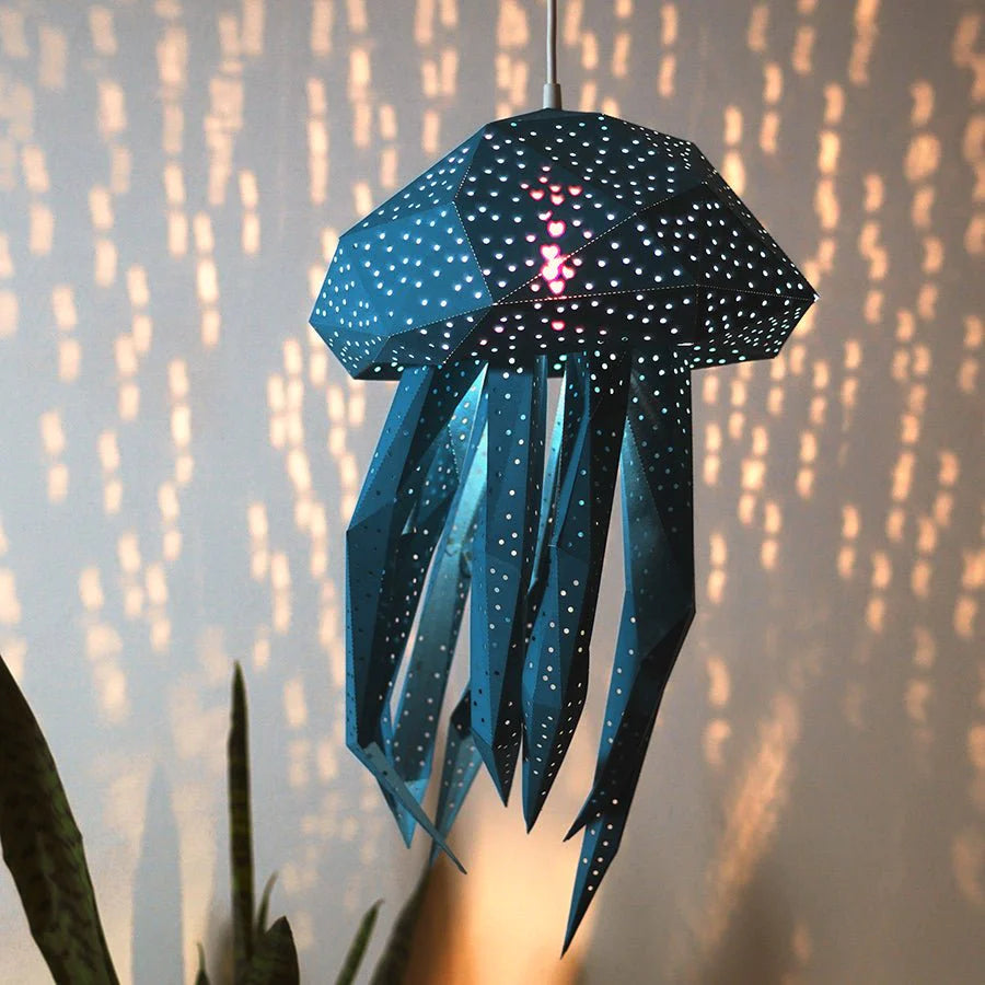 Vasili Lights Jellyfish Lantern -DIY 3D Lamp Hanging Blue 30.5x30.5x48cm