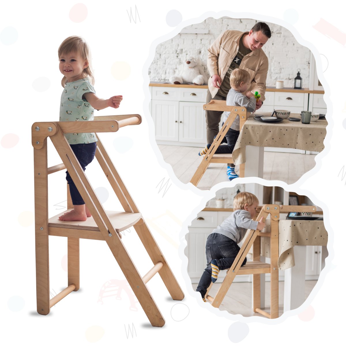 Wooden Learning Tower - Child's Growing Chair