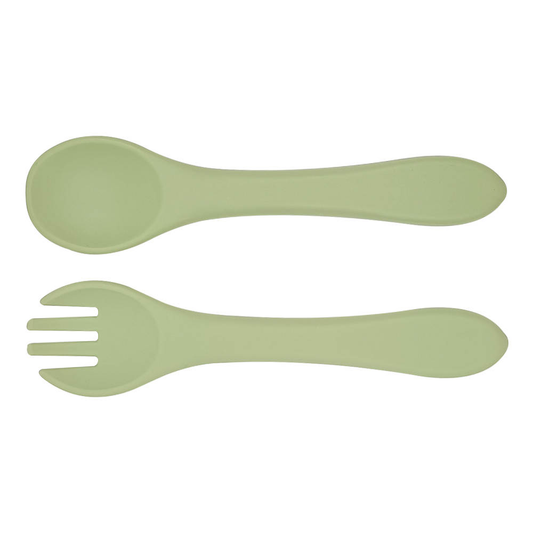 Baby Cloud Silicone Spoon/Fork – Green