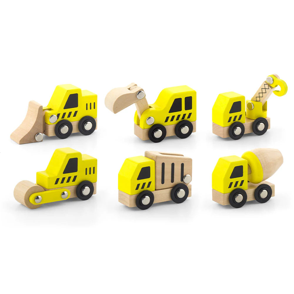 Viga - Children's wooden toy construction site vehicle in 6 different designs - Random selection