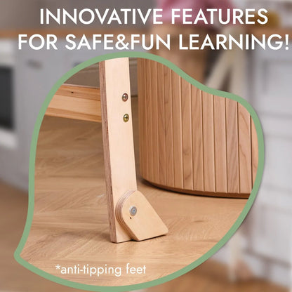 Πύργος μάθησης: Αναδιπλούμενο σκαλοπάτι για νήπια - Beige