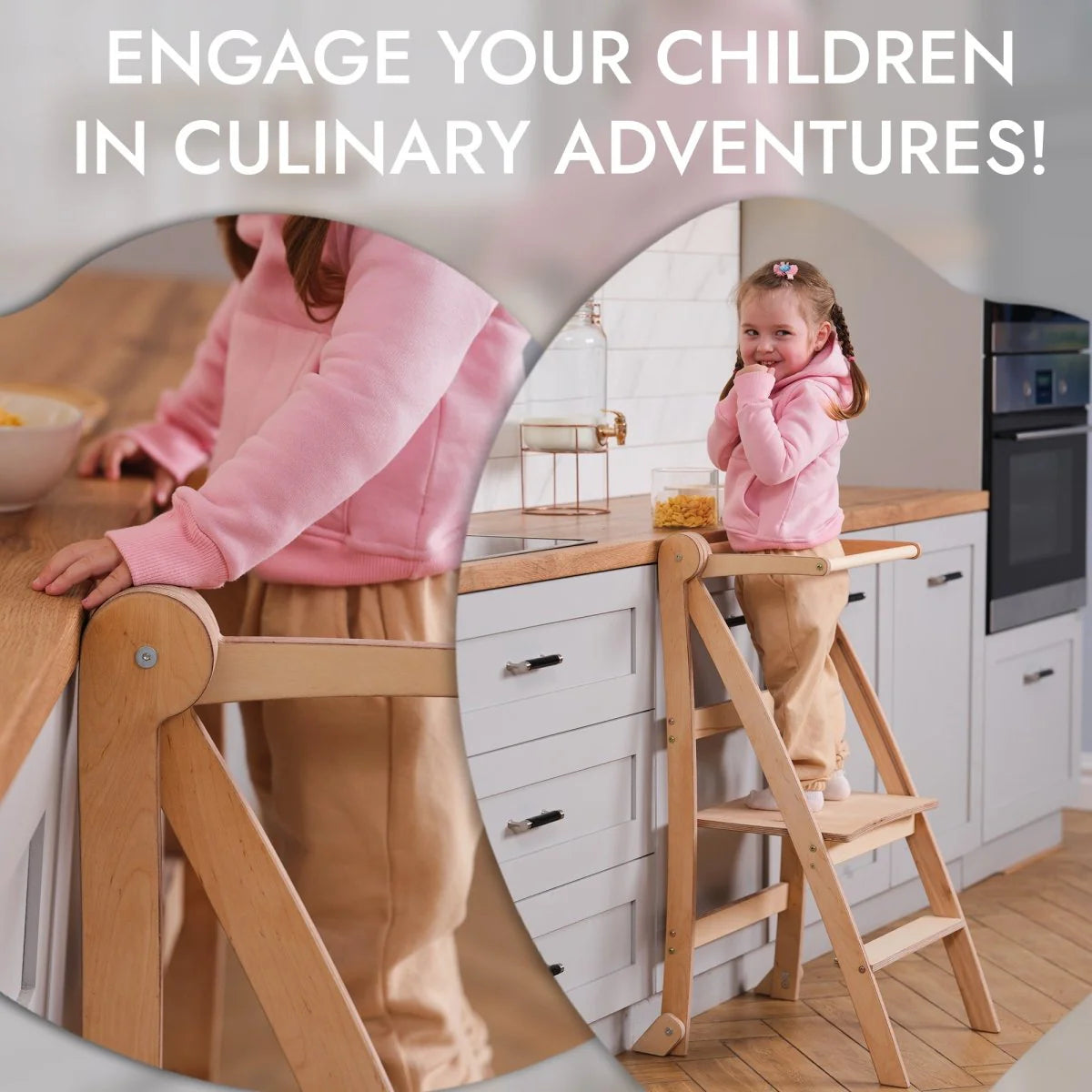 Πύργος μάθησης: Αναδιπλούμενο σκαλοπάτι για νήπια - Beige