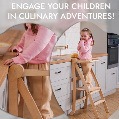 Πύργος μάθησης: Αναδιπλούμενο σκαλοπάτι για νήπια - Beige