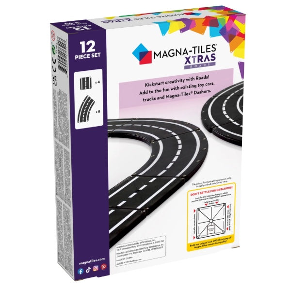 Magna-Tiles Μαγνητικό Παιχνίδι Xtras Roads 12 Κομματιών