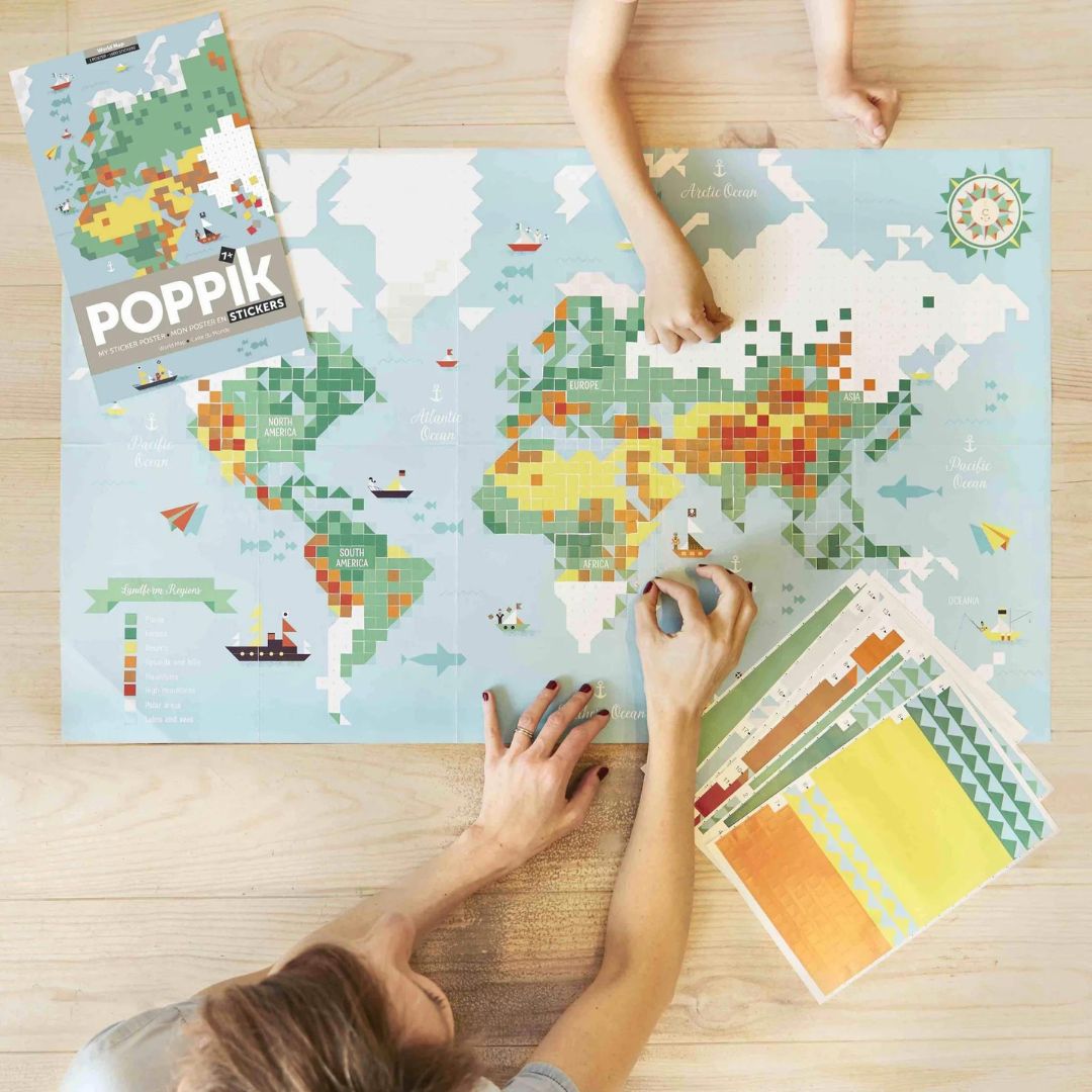 Poppik poster World Map with 1600 stickers