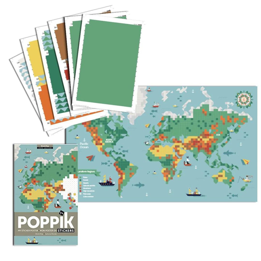 Poppik poster World Map with 1600 stickers