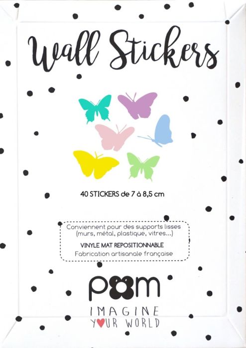 Pom Le Bonhomme Αυτοκόλλητα τοίχου Multi Colors Papillon