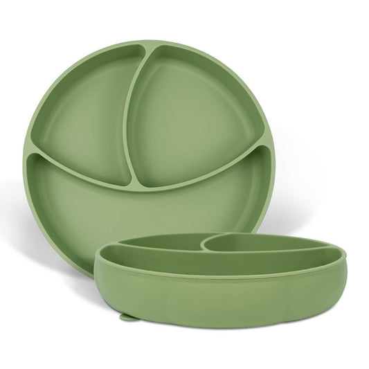 Baby Cloud Pumpkin silicone plate with suction cup – Olive