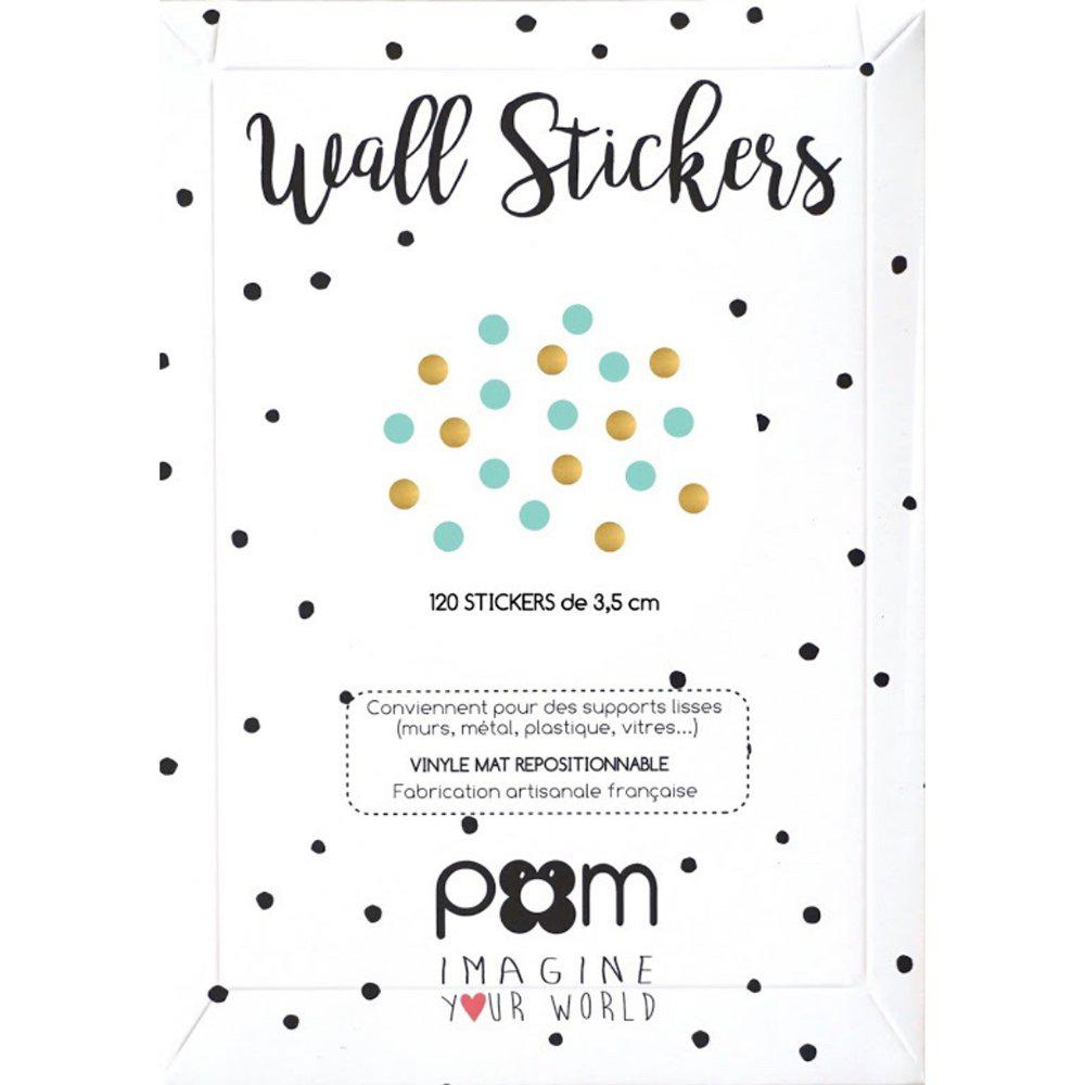 Pom Le Bonhomme Wall Stickers - Dots Mint Gold