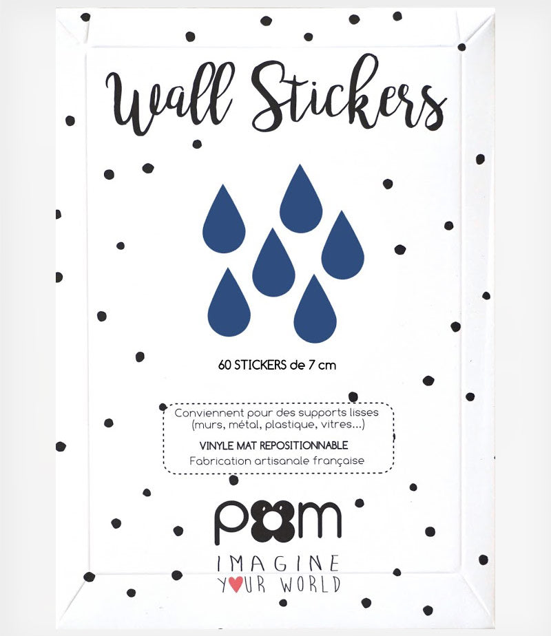 Pom Le Bonhomme Wall Stickers Raindrops Blue