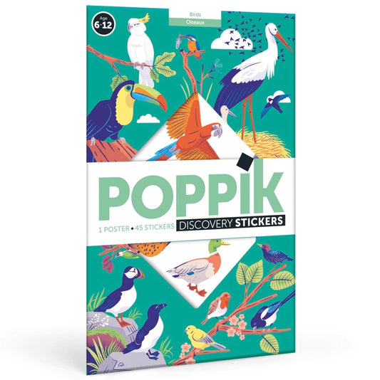 Poppik Large Poster with 45 stickers - Birds