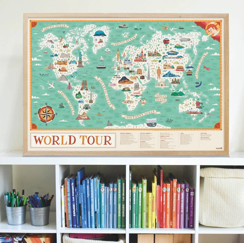 Poppik Large Poster with 71 stickers – Around the World