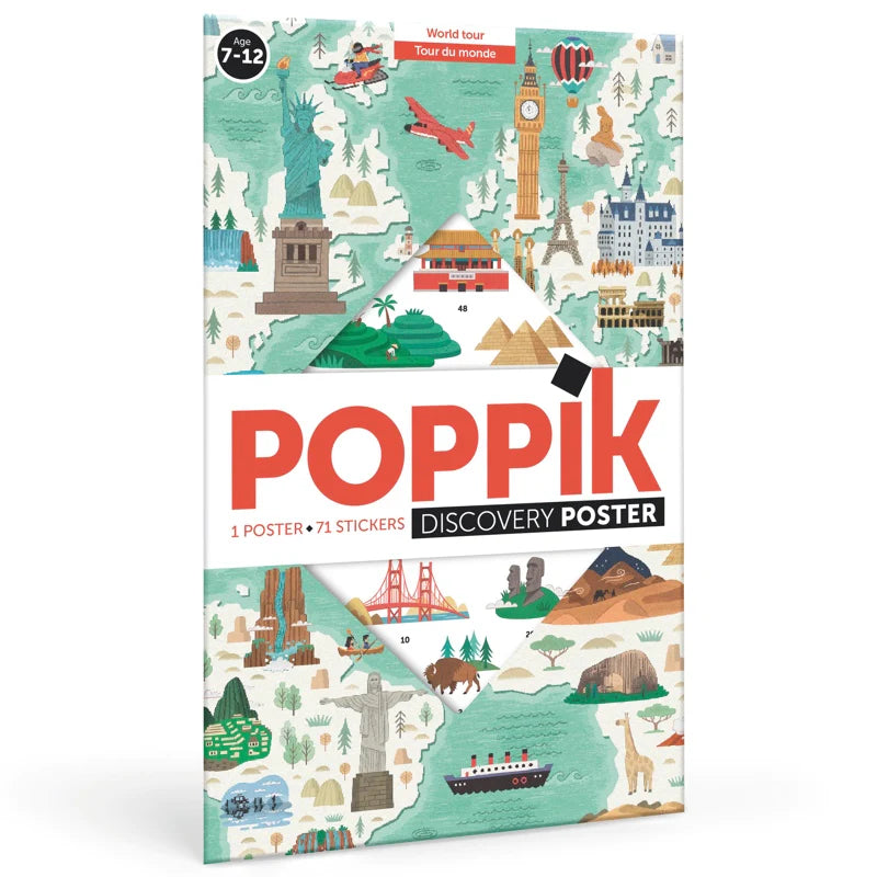 Poppik Large Poster with 71 stickers – Around the World