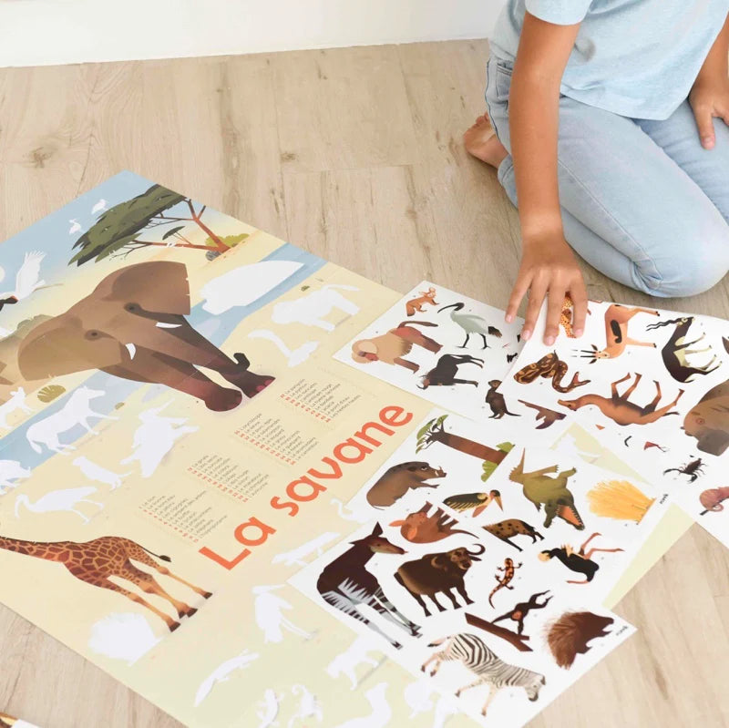 Poppik Large Poster with 42 Stickers – Savannah