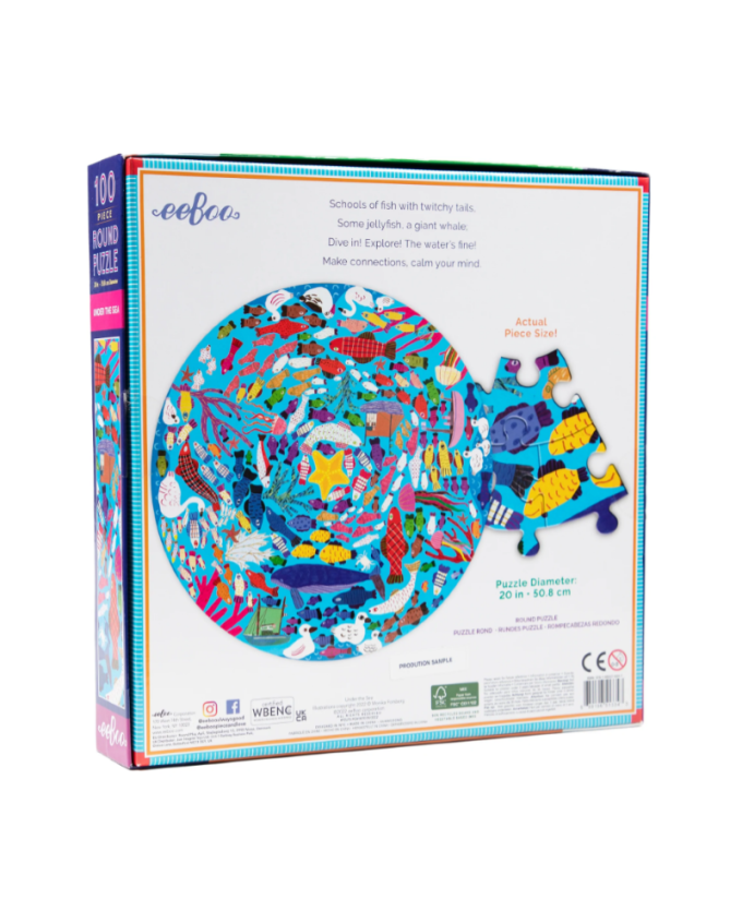 eeboo Children's Round Puzzle 100 pcs, Under The Sea