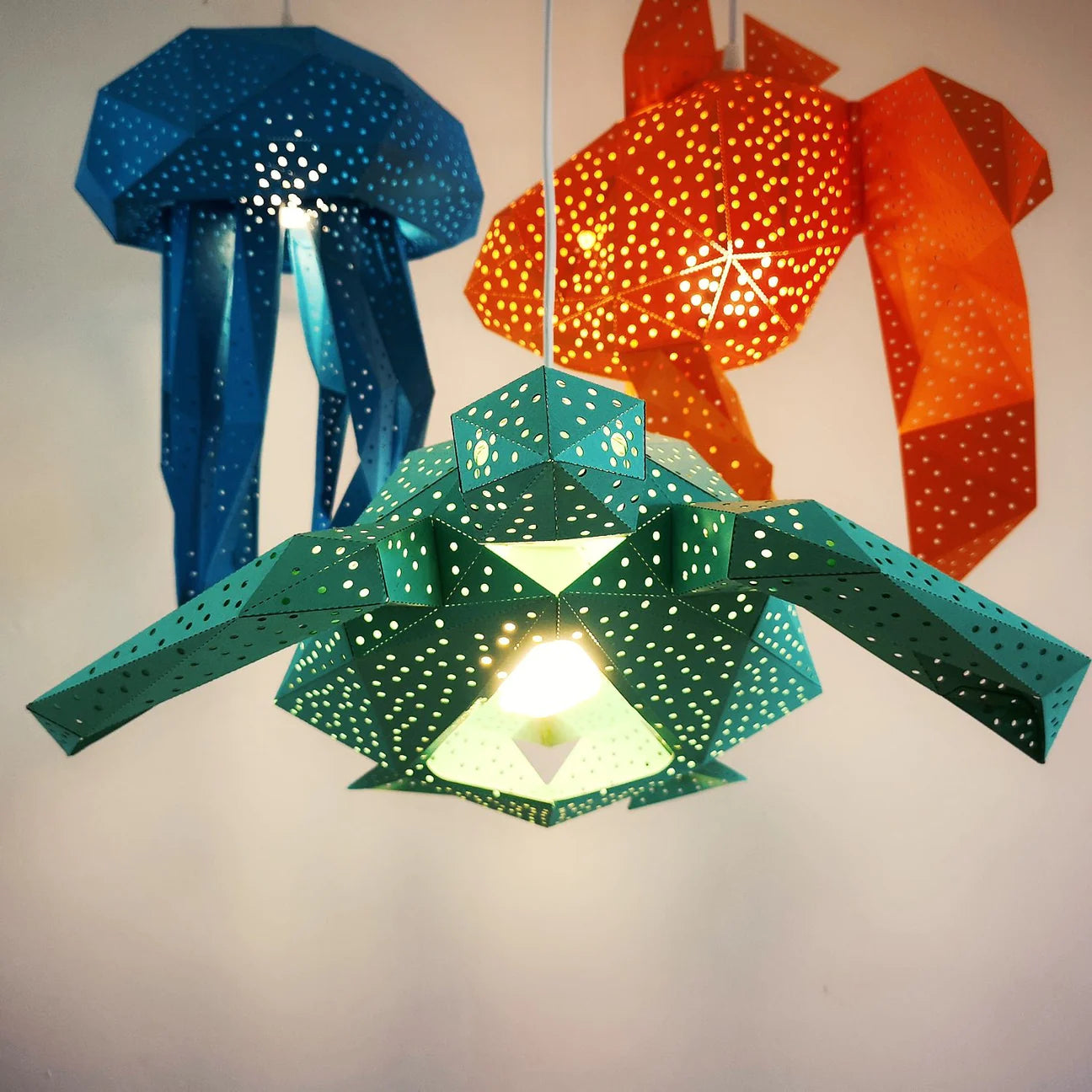 Vasili Lights Sea Turtle Lantern -DIY 3D Φωτιστικό Κρεμαστό μέντα 48x15,4x40x