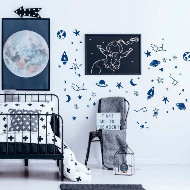 Pom Le Bonhomme Wall Stickers Space Blue