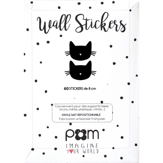 Pom Le Bonhomme Chats Noir Wall Stickers