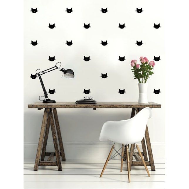 Pom Le Bonhomme Chats Noir Wall Stickers