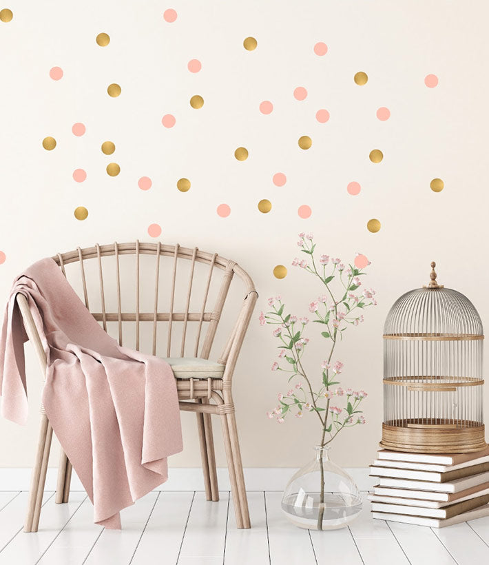 Pom Le Bonhomme Wall Stickers Dot Pink Gold