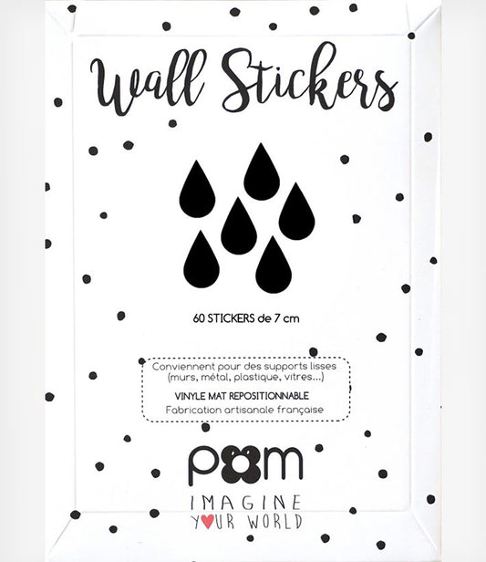 Pom Le Bonhomme Wall Stickers Raindrops Black