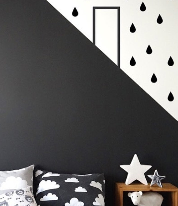 Pom Le Bonhomme Wall Stickers Raindrops Black