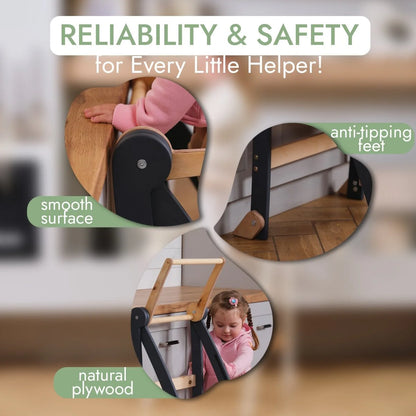 Πύργος μάθησης: Αναδιπλούμενο σκαλοπάτι για νήπια - Γραφίτης