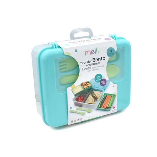 Melii – Διώροφο Φαγητοδοχείο Bento Lime-Mint Blue