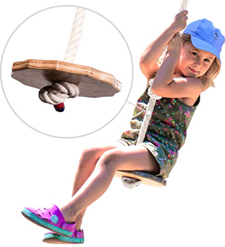 Wooden swing with rope for children