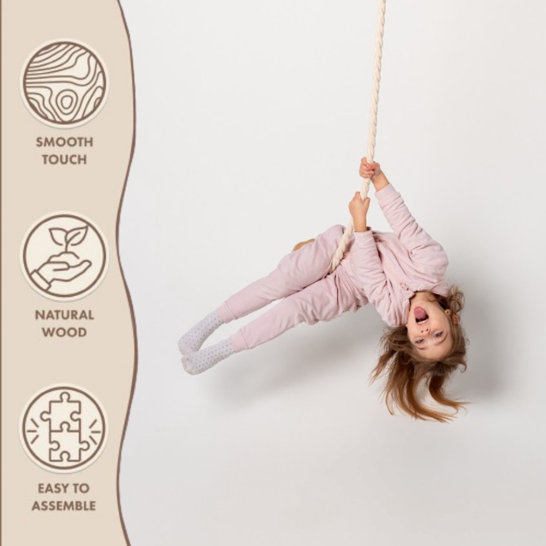 Wooden swing with rope for children