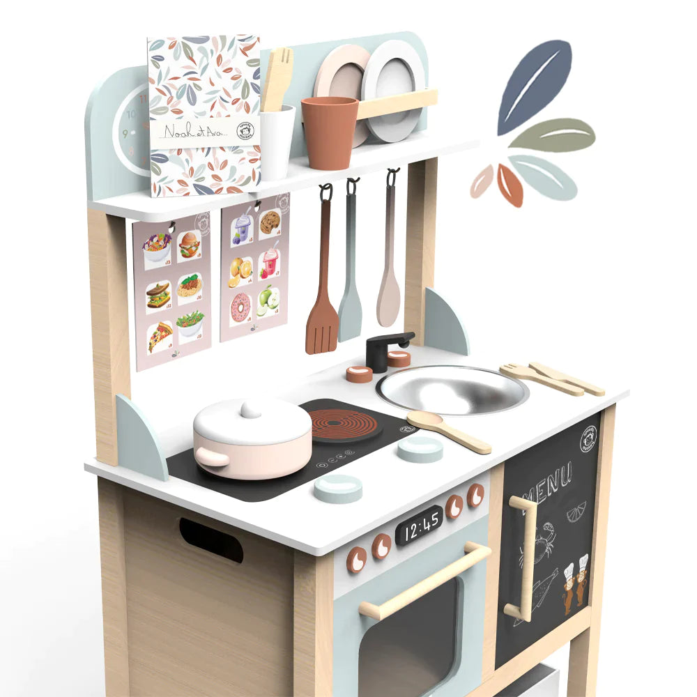 Speedy Monkey-Wooden children's kitchen with 23 accessories 55×29.5×88cm